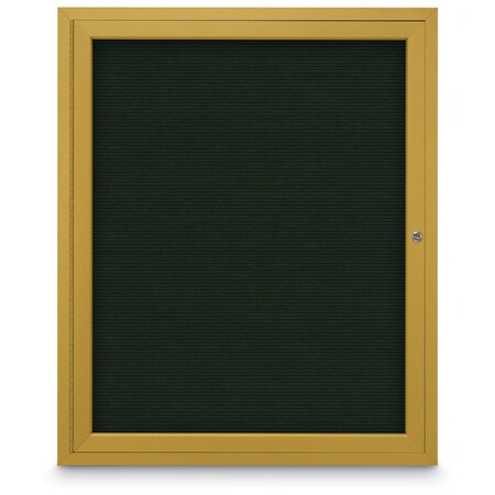 United Visual Products 60"x36" 2-Door Enclosed Outdoor Letterboard, Hdr, Green Felt/Gold UV1177HD-GOLD-GREEN